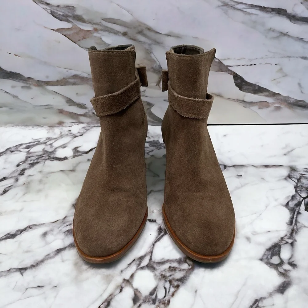 kate spade new york Ankle Booties - Taley Bow Brown Suede size 7.5 M